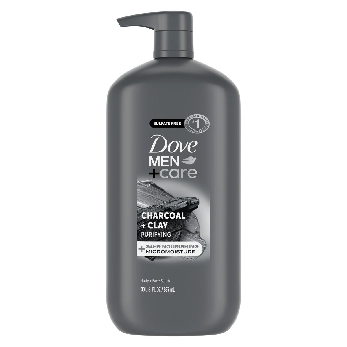 (4 Pack)  Purifying Hydrating Face & Body Wash for Men Charcoal & Clay, 30 Oz