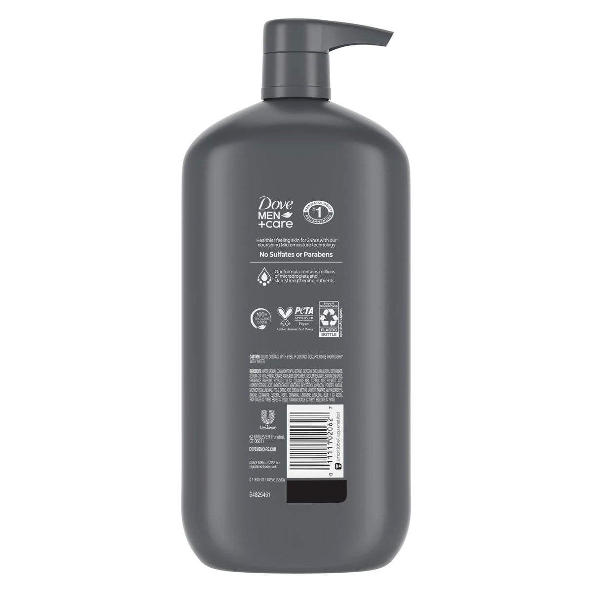 (4 Pack)  Purifying Hydrating Face & Body Wash for Men Charcoal & Clay, 30 Oz